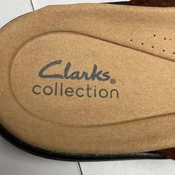 Clarks Collection Kyla Combi Brown Leather Suede Mule Clogs Shoes Womens 8 - Picture 4 of 14